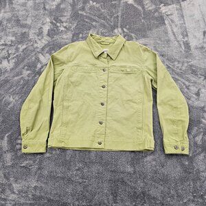 sorel jean jacket womens  large denim canvas green button front pockets casual